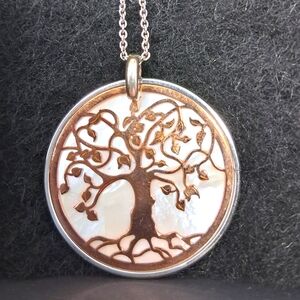 NWT Silver Mother Of Pearl Tree Of Life Necklace